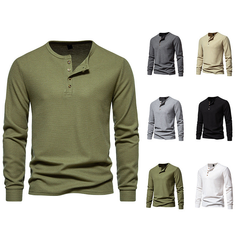 Herren Langarmshirt mit Knopfleiste und strukturiertem Design R&B