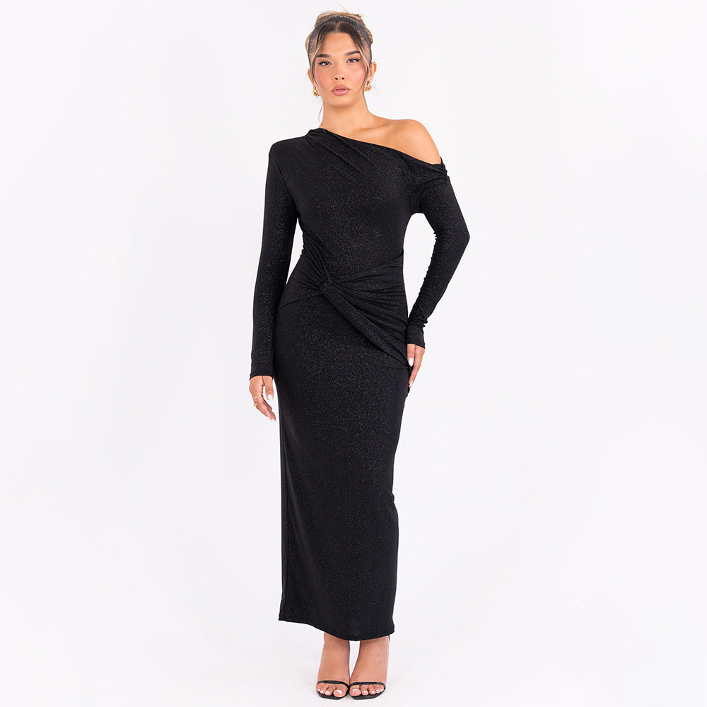 Damen Elegantes Wickelkleid mit Glanz-Details R&B