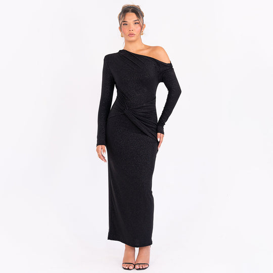 Damen Elegantes Wickelkleid mit Glanz-Details R&B