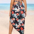Damen Bikini-Oberteil mit floralem Design und hochgeschnittenem Rock R&B