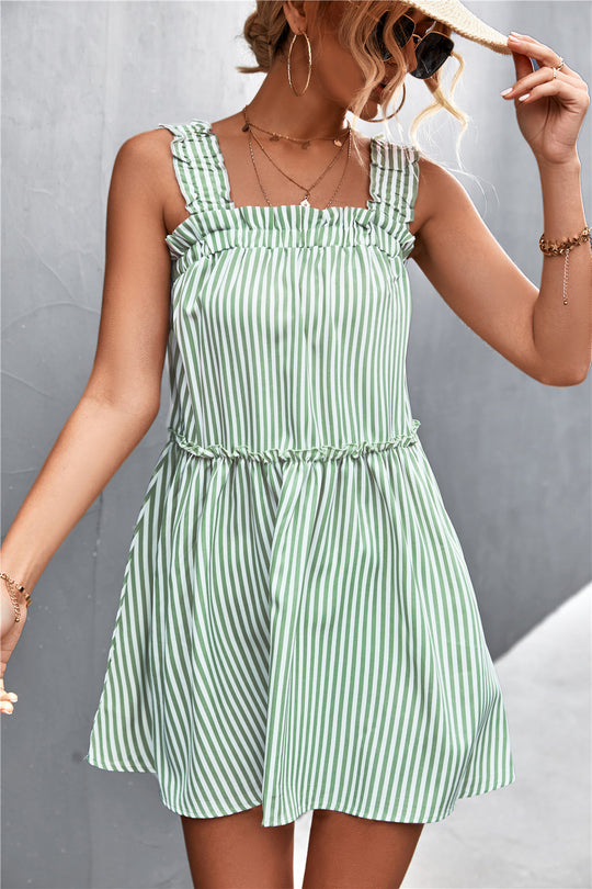 Damen Wickelkleid mit Rüschendetails und schmalen Trägern R&B