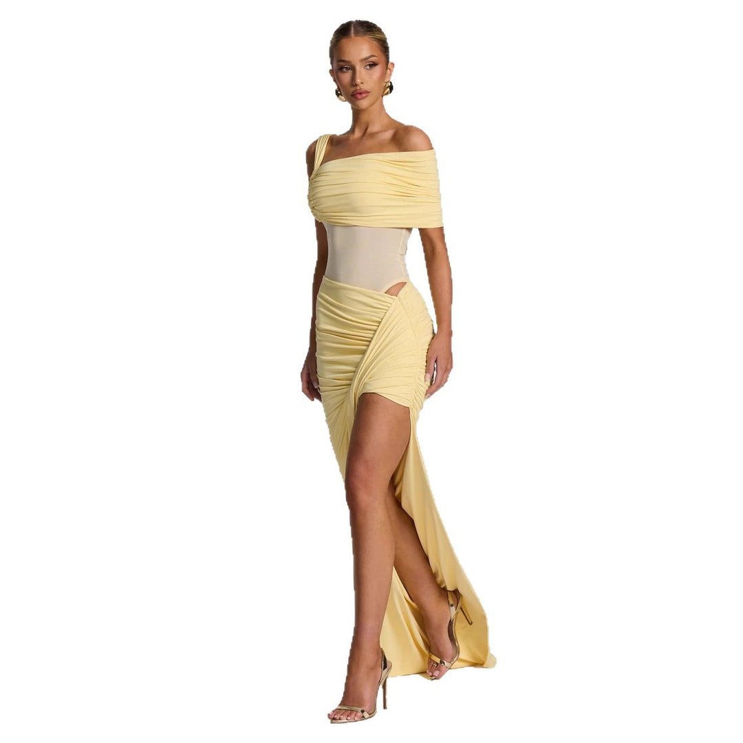 Damen Elegantes Wickelkleid mit asymmetrischem Schnitt und hohem Schlitz R&B