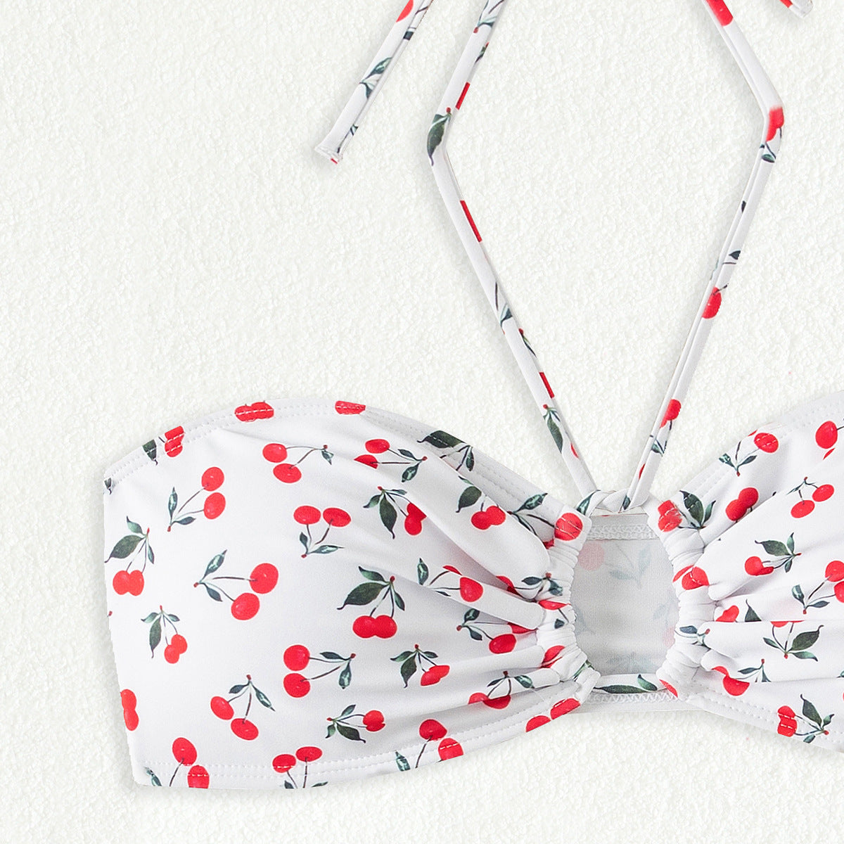 Damen Bandeau-Bikini-Set mit verspieltem Kirschmuster R&B