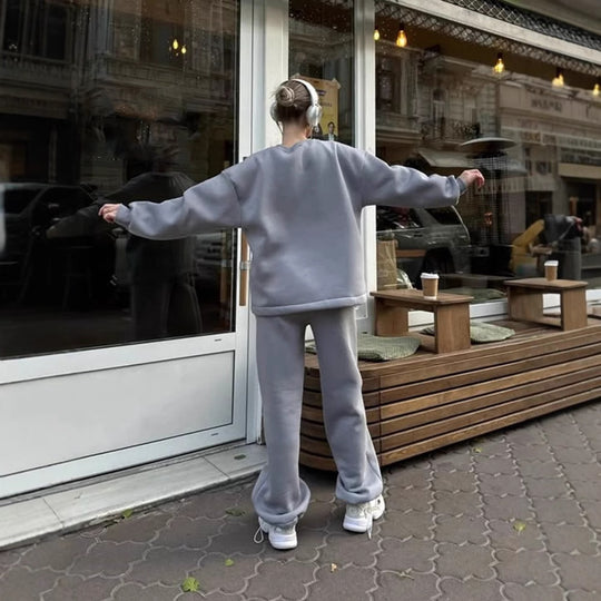 Damen lässiges Sweatshirt und weite Jogginghose Set R&B