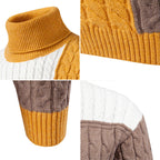 Herren hochabschließend gestrickter Pullover mit modernem Zopfmuster und attraktiven Farbblöcken R&B