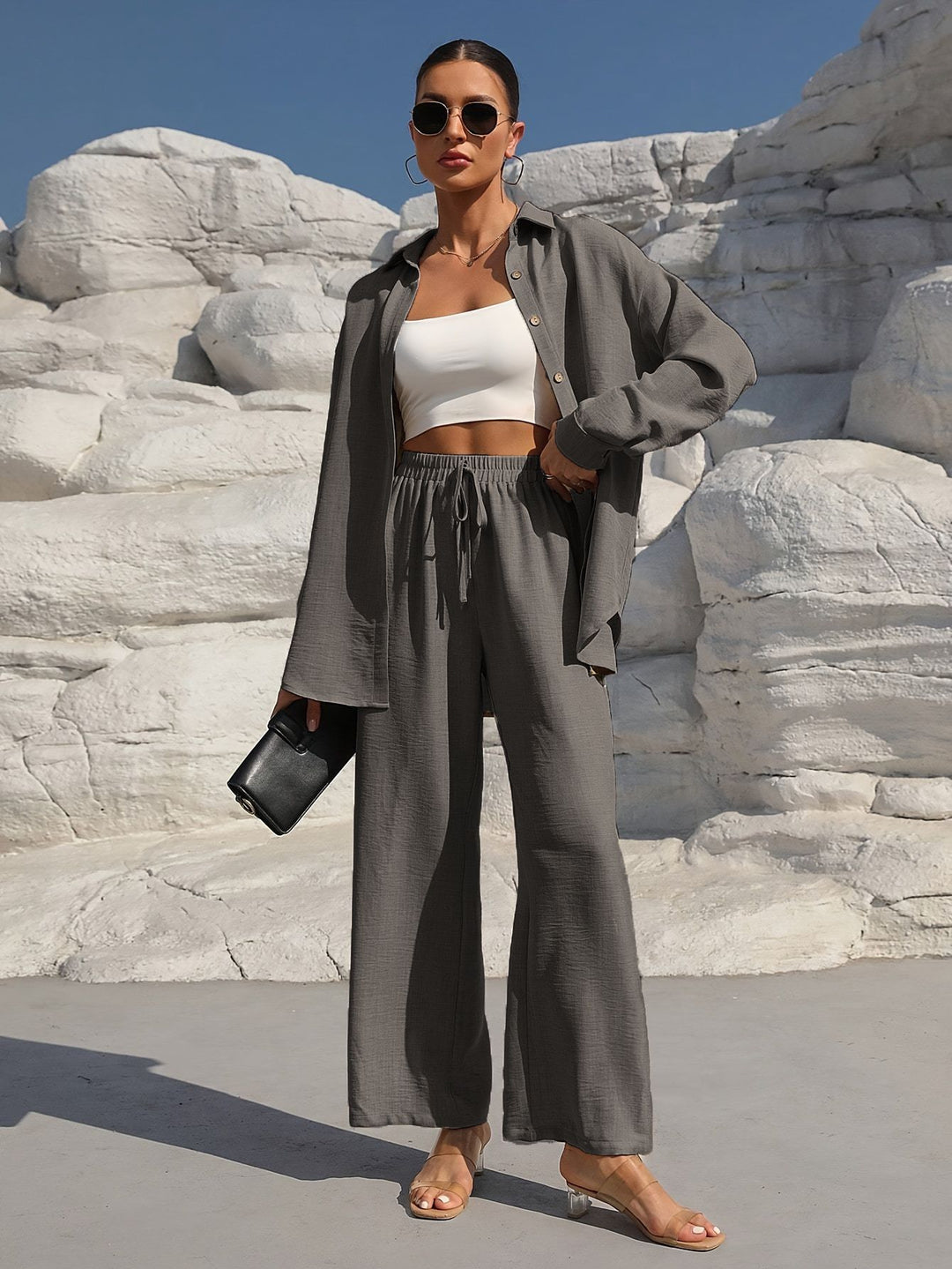 Damen elegantes und lässiges Loungewear-Set mit lockerer Passform R&B