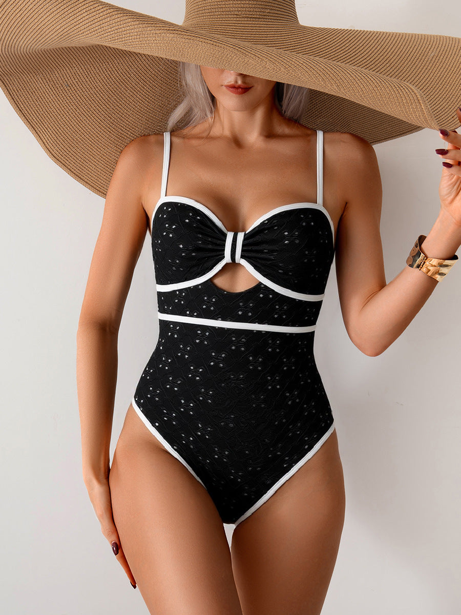 Damen Eleganter Einteiler Badeanzug mit modischem Knotendesign R&B