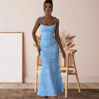 Damen Elegantes Maxikleid mit verführerischen Spaghettiträgern