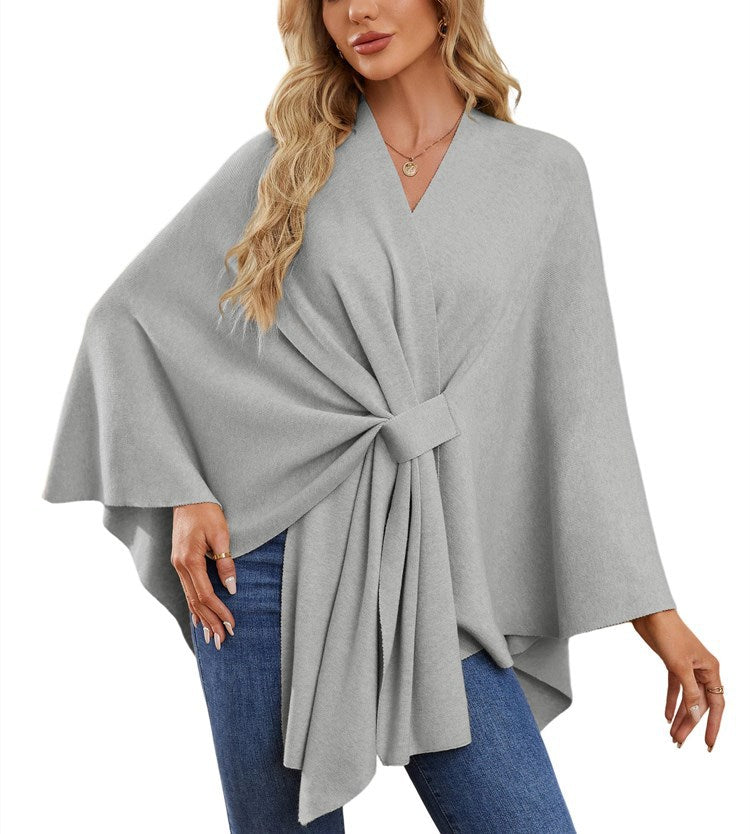 Damen Eleganter Wickelpullover mit asymmetrischem Schnitt R&B