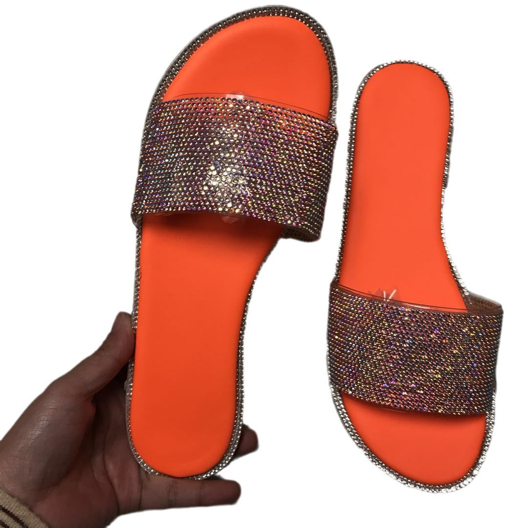 Damen Glamouröse Strandsandalen mit Strassverzierungen R&B