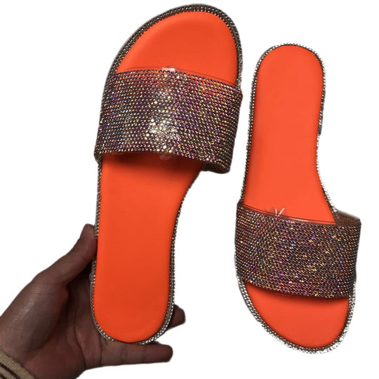 Damen Glamouröse Strandsandalen mit Strassverzierungen R&B