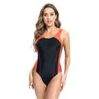 Damen Sportlicher Einteiler Badeanzug mit modernem Farbkontrast R&B