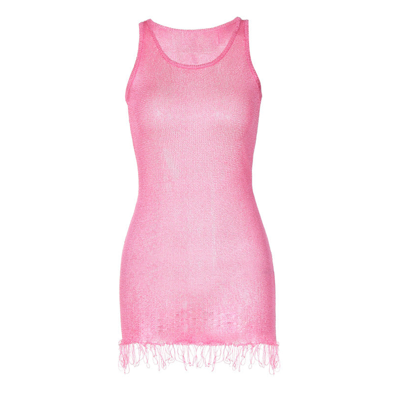Damen Netzkleid mit zarten Fransen R&B