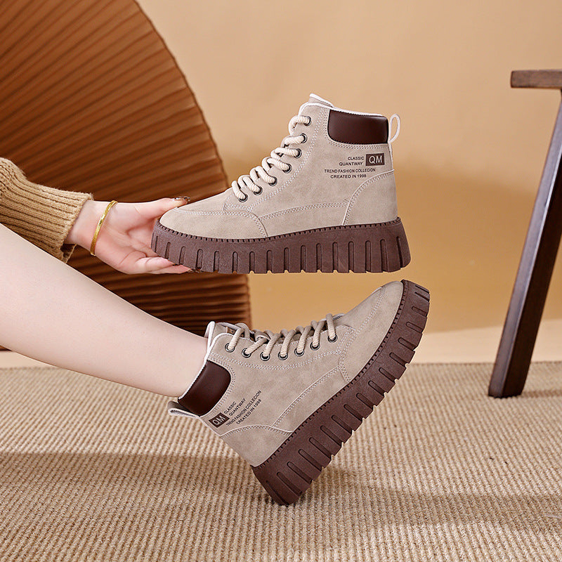 Damen High-Top Sneakers mit dicker Gummisohle und trendigem Obermaterial R&B