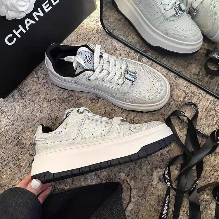 Damen Trendige Sneaker mit robuster Plateau-Sohle und modischem Schnallen-Design R&B