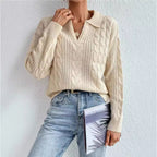 Damen Grobstrickpullover mit V-Ausschnitt und soften Struktur R&B