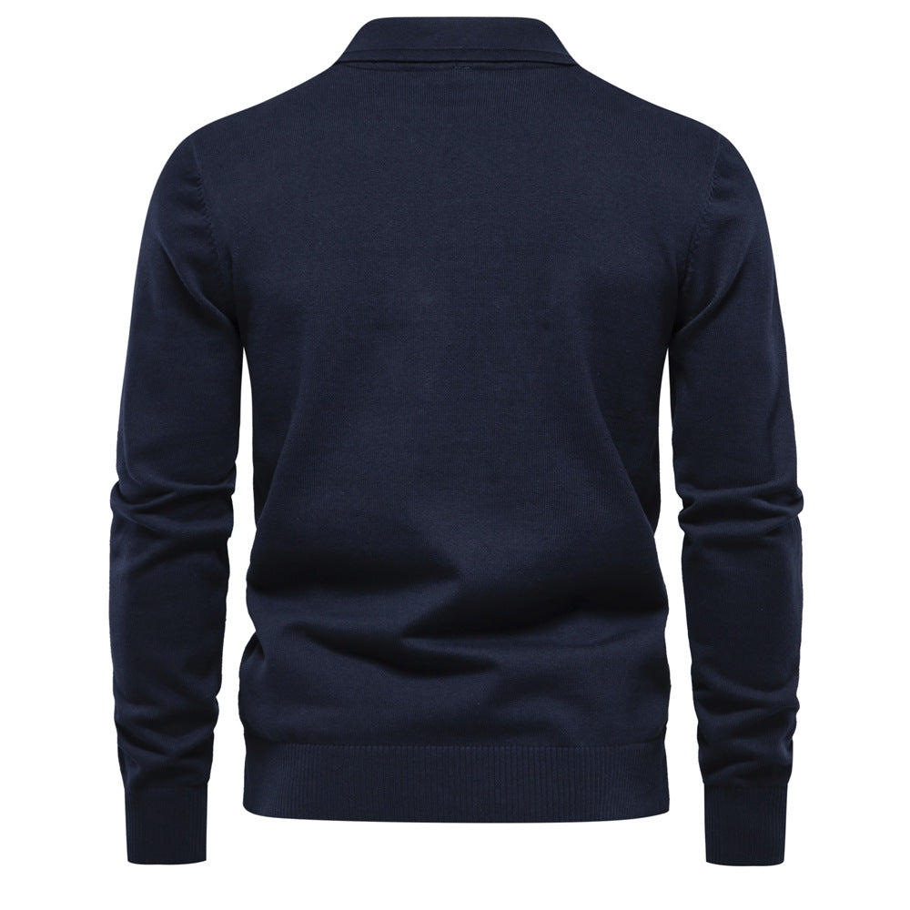 Herren Polo-Pullover mit strukturiertem Diamantmuster und klassischem Kragen