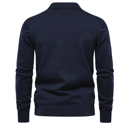 Herren Polo-Pullover mit strukturiertem Diamantmuster und klassischem Kragen R&B