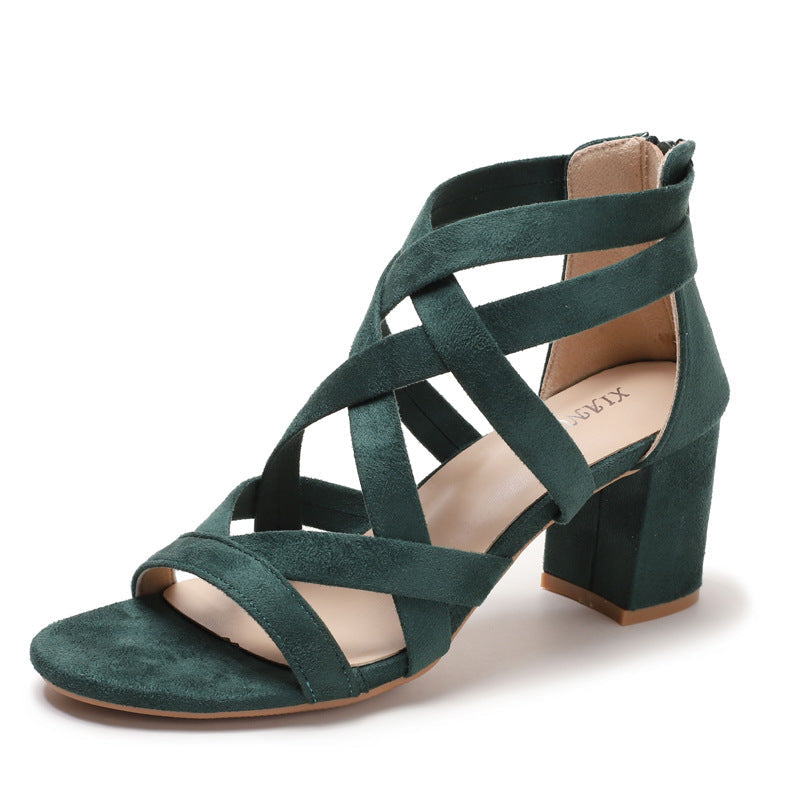 Damen Sandalen mit stylischem Kreuzriemen und komfortablem Blockabsatz R&B