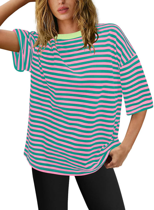 Damen Übergrößen T-Shirt mit Streifenmuster R&B