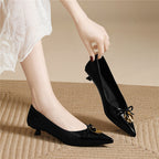 Damen elegante spitze Ballerinas mit Zierschnalle R&B
