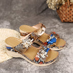 Damen Wedge-Sandalen mit floralem Dekor und geschmackvollem Riemendesign R&B
