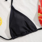 Damen Triangel-Bikini mit transparentem Rockelement und floralem Design R&B