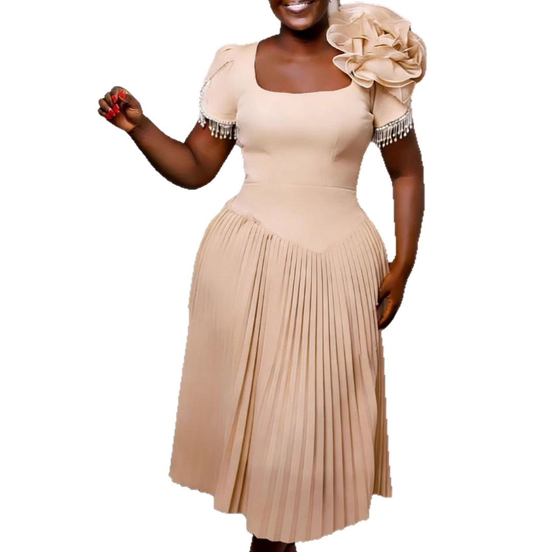 Damen Elegantes Plisseekleid mit voluminösen Rüschen R&B