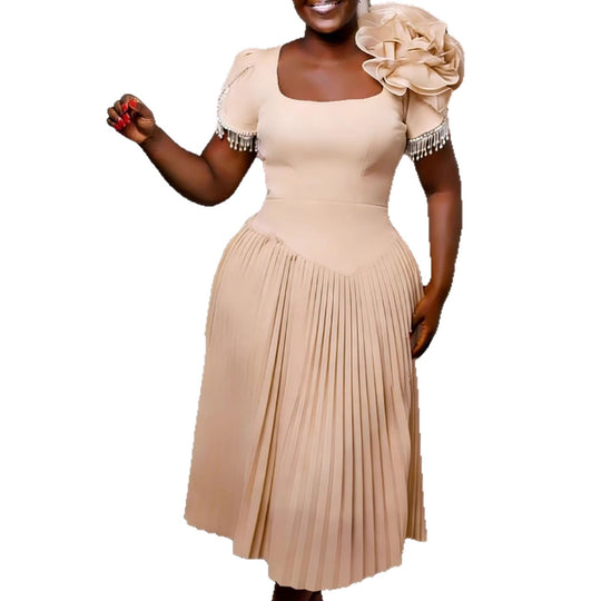 Damen Elegantes Plisseekleid mit voluminösen Rüschen R&B