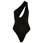 Damen Einteiler Badeanzug mit raffiniertem Schnitt und asymmetrischem Kragen R&B