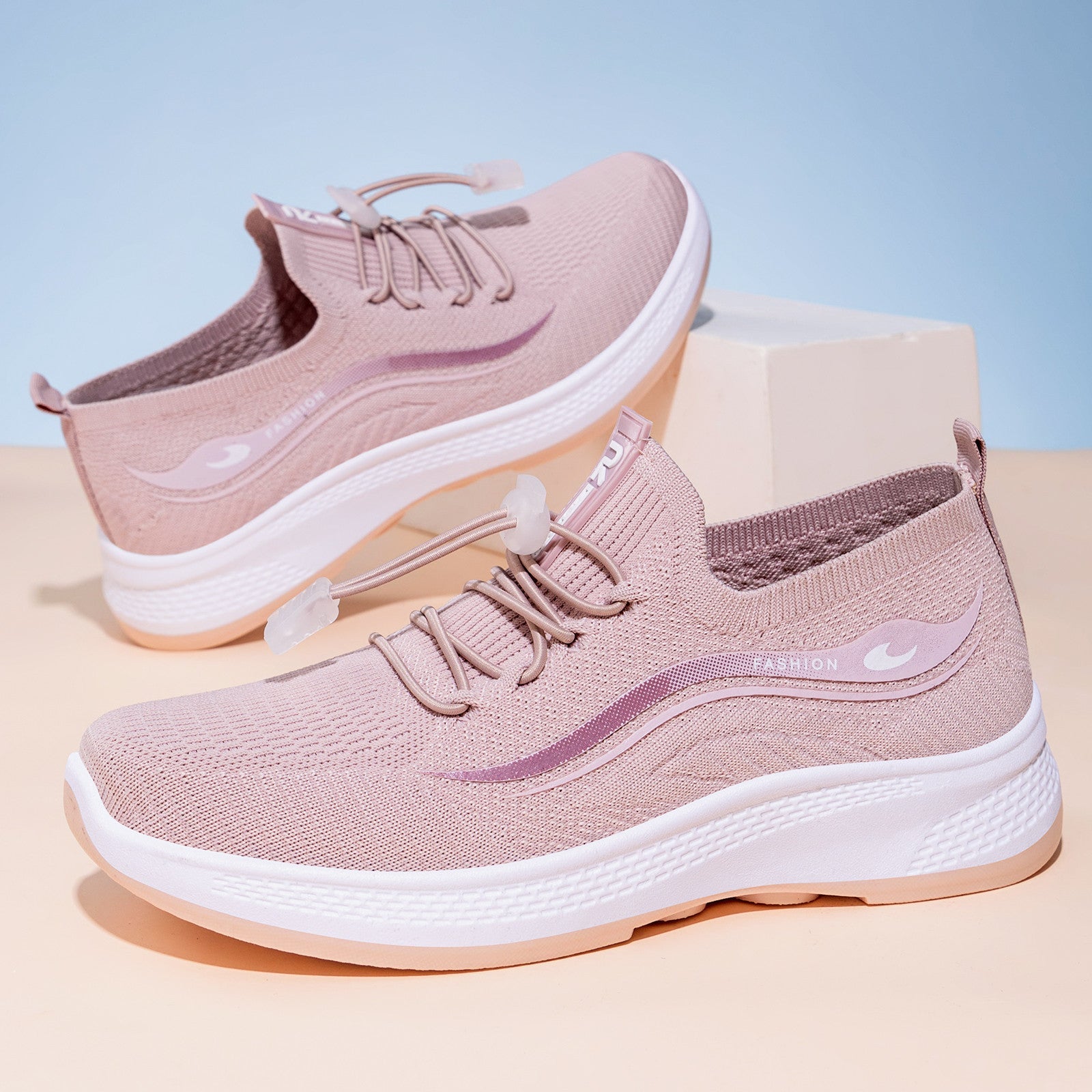 Damen Sportliche Freizeit-Sneaker mit elastischem Schnellschnürsystem und atmungsaktivem Obermaterial R&B