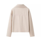 Damen gefütterte cropped Jacke mit doppeltem Knopfverschluss und weitem Revers R&B