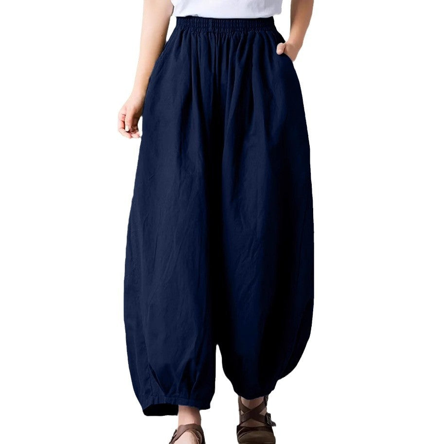 Damen Bequeme lockere Harem-Hose mit elastischem Bund R&B