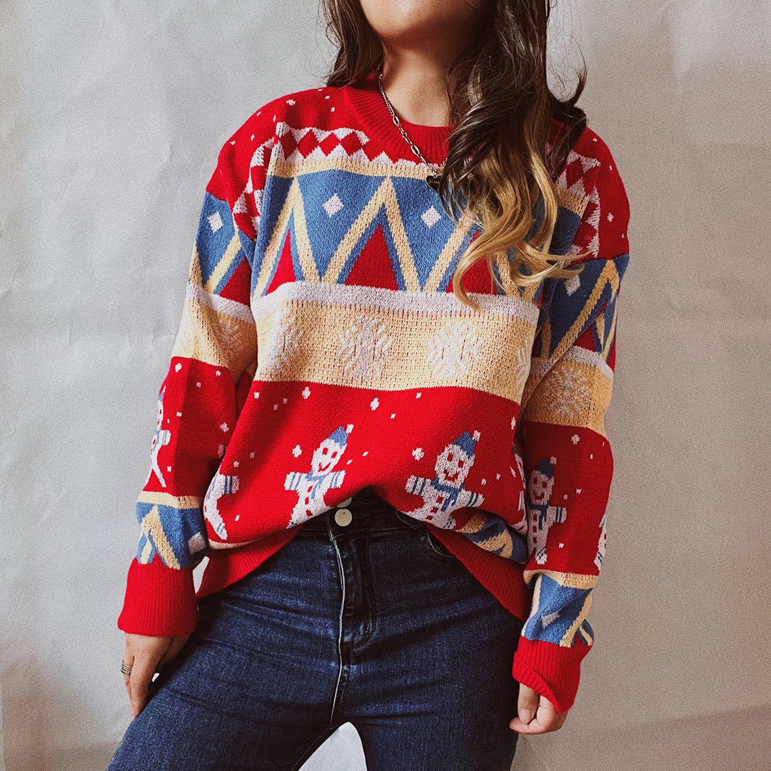 Damen Festlicher Winterpullover mit lebhaftem Weihnachtsdesign R&B