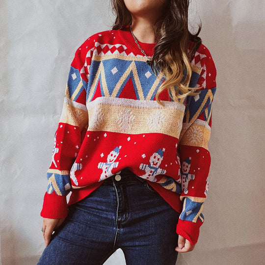 Damen Festlicher Winterpullover mit lebhaftem Weihnachtsdesign R&B