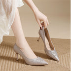 Damen Elegante und funkelnde Pumps mit spitzem Absatz R&B