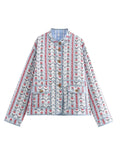 Damen Steppjacke mit floralen Mustern und praktischen Taschen R&B