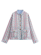 Damen Steppjacke mit floralen Mustern und praktischen Taschen R&B