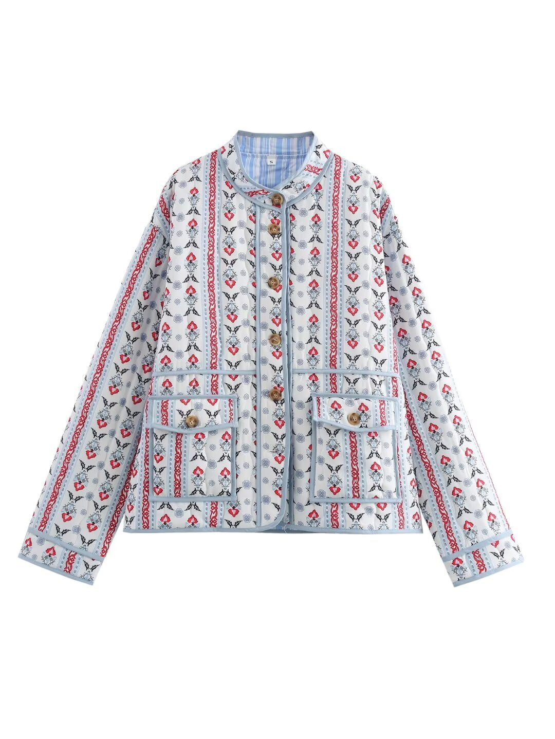 Damen Steppjacke mit floralen Mustern und praktischen Taschen R&B