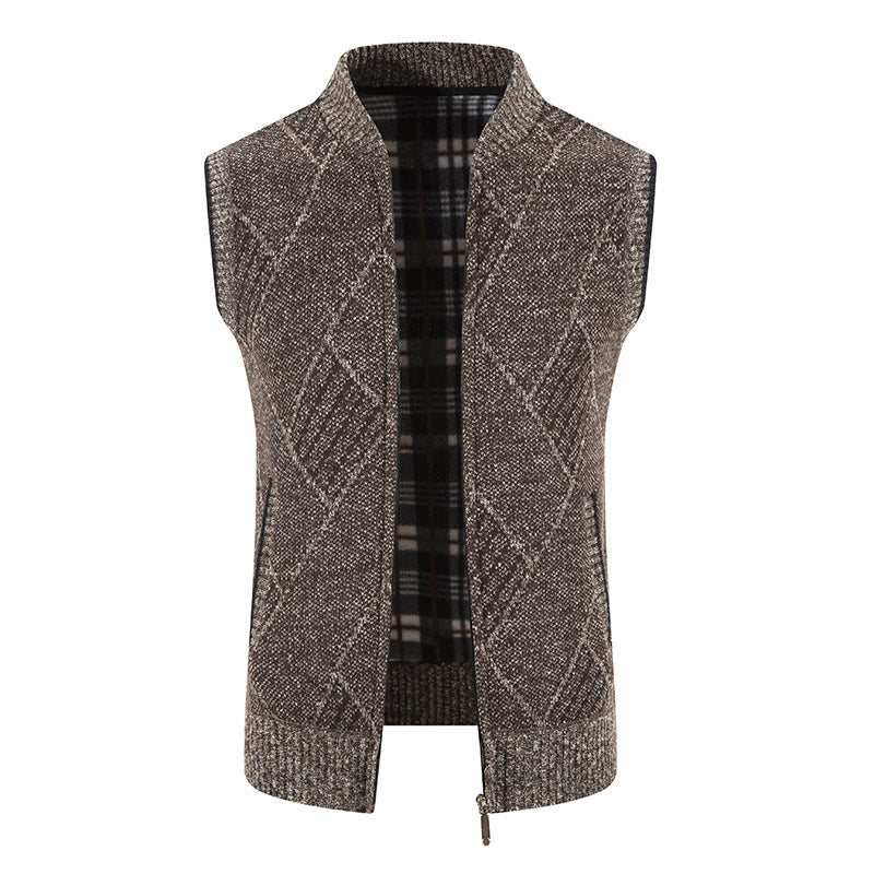 Herren Strickjacke ohne Ärmel mit modernem Zopfmuster