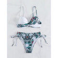 Damen Triangel-Bikini mit floralem Muster und stilvollen BindR&Bändern R&B