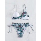 Damen Triangel-Bikini mit floralem Muster und stilvollen BindR&Bändern R&B