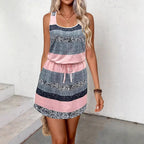Damen Freizeitkleid im modischen Streifenmix mit Taillengummi