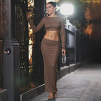 Damen Elegantes Maxikleid mit raffiniertem Cut-Out und hochgeschlossenem Design R&B