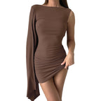 Damen Elegantes Minikleid mit asymmetrischem Schnitt und raffiniertem Rüschendetail R&B