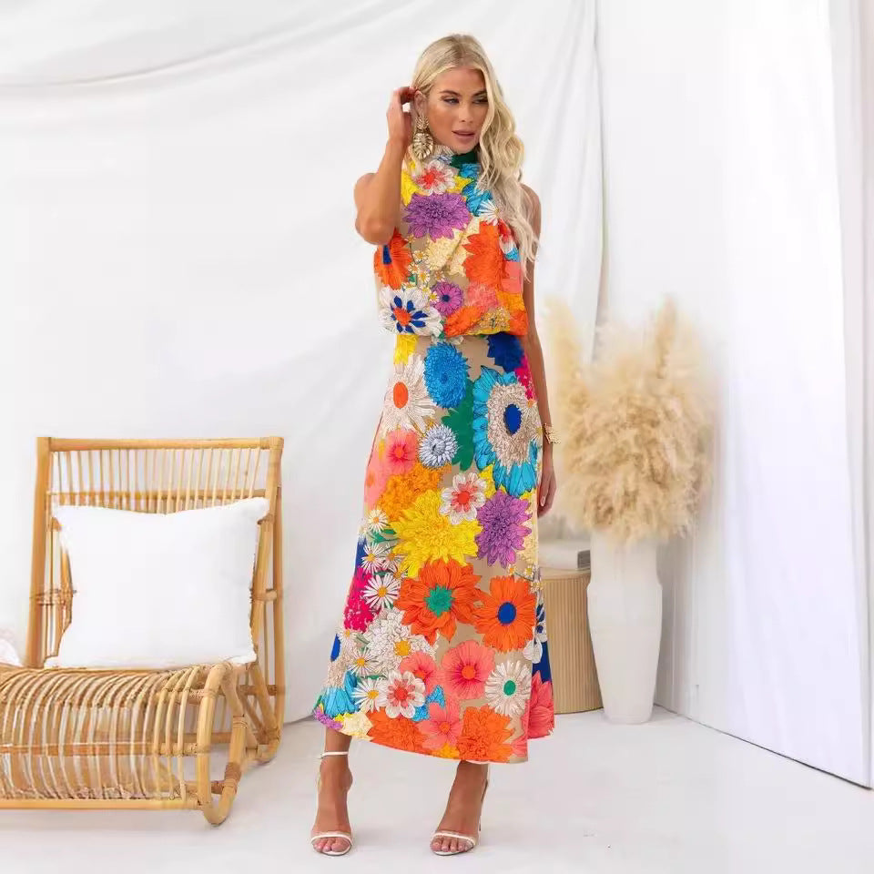 Damen Sommerliches Maxikleid mit floralen Akzenten und elegantem Schnitt R&B