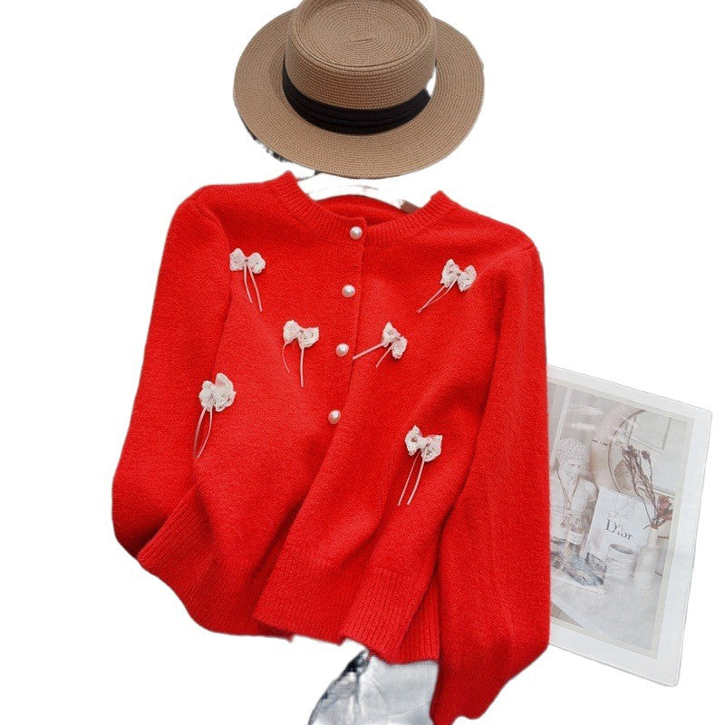 Damen Strickjacke mit femininen Applikationen und Knopfdetails R&B