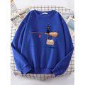 Damen Sweatshirt mit kreativem Katzenmotiv
