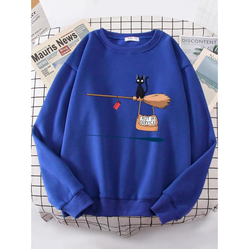 Damen Sweatshirt mit kreativem Katzenmotiv