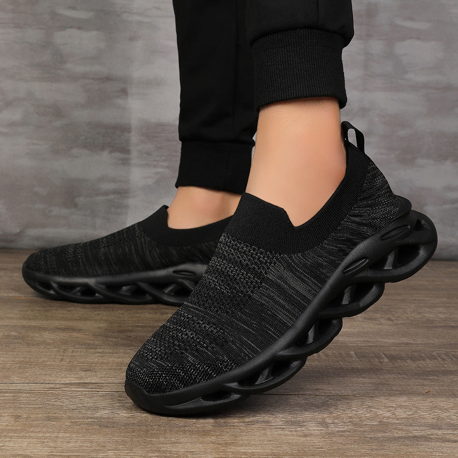 Damen Elastische Slip-On Sneakers mit rutschfester Sohle und atmungsaktiver Obermaterialstruktur